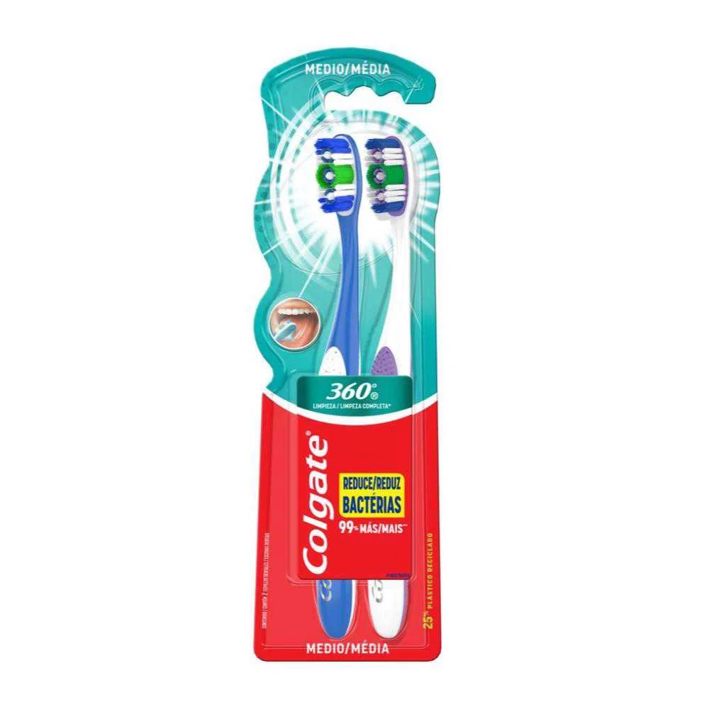 COLGATE CEPILLO 360 BLACK MEDIO 2 X 1