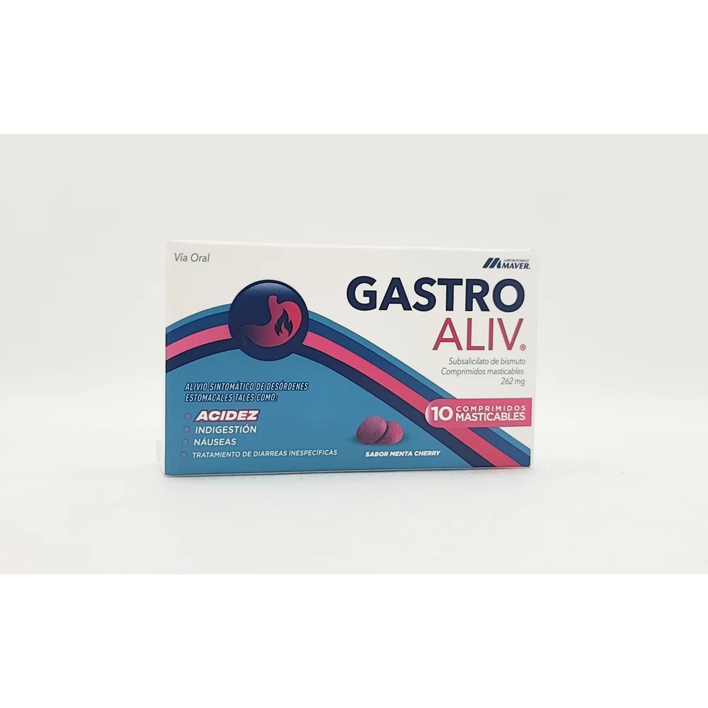 GASTRO ALIV 262 MG CJ X 10 COMP MASTICABLES