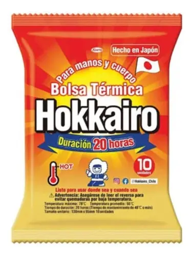 HOKKAIRO TERMICA PORTATIL MANOS Y CUERPO BOLSA X 10 UND