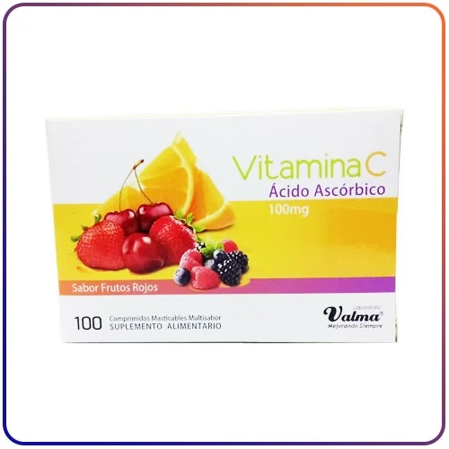VITAMINA C 100MG FRUTOS ROJOS CJ X 100COMP VALMA
